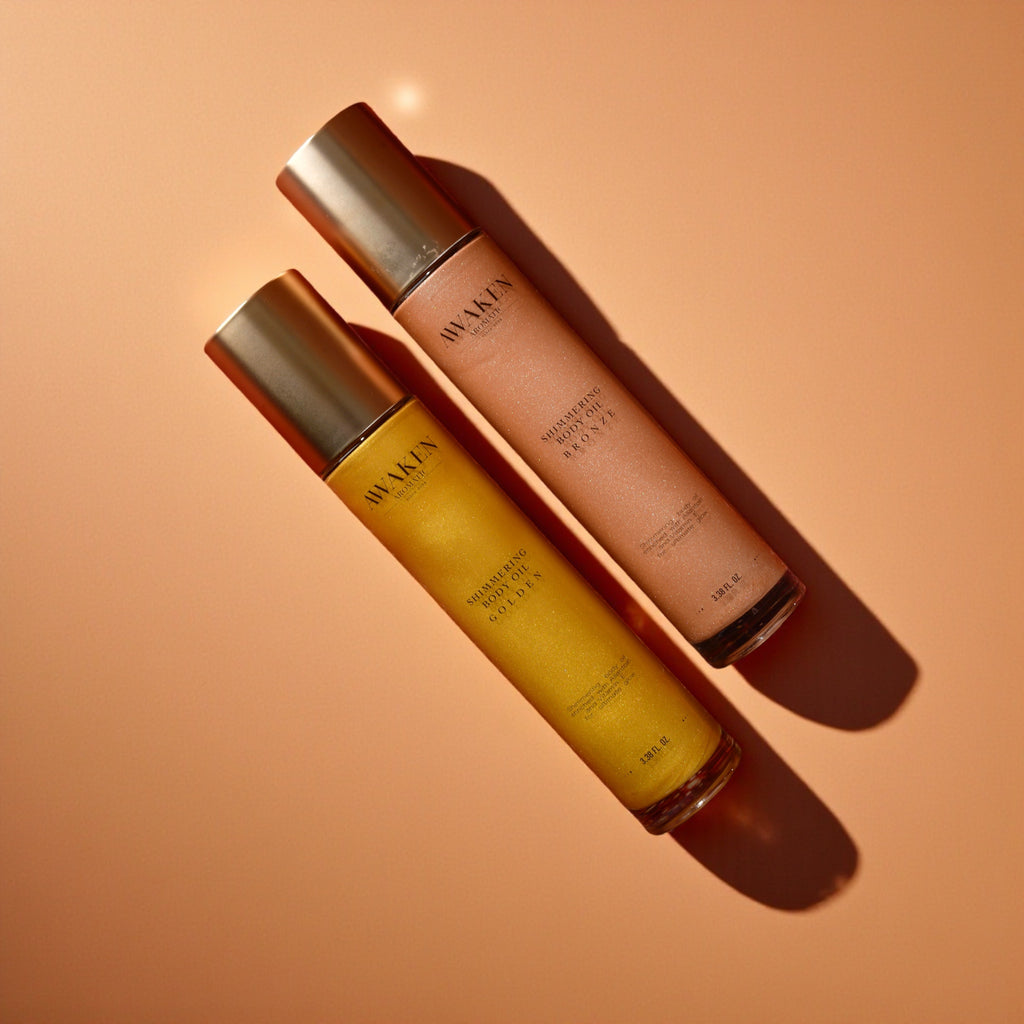 Awaken Aromatic Işıltılı Vücut Yağı – Bronz, Shea & Aloe Vera içeren Doğal Kuru Yağ