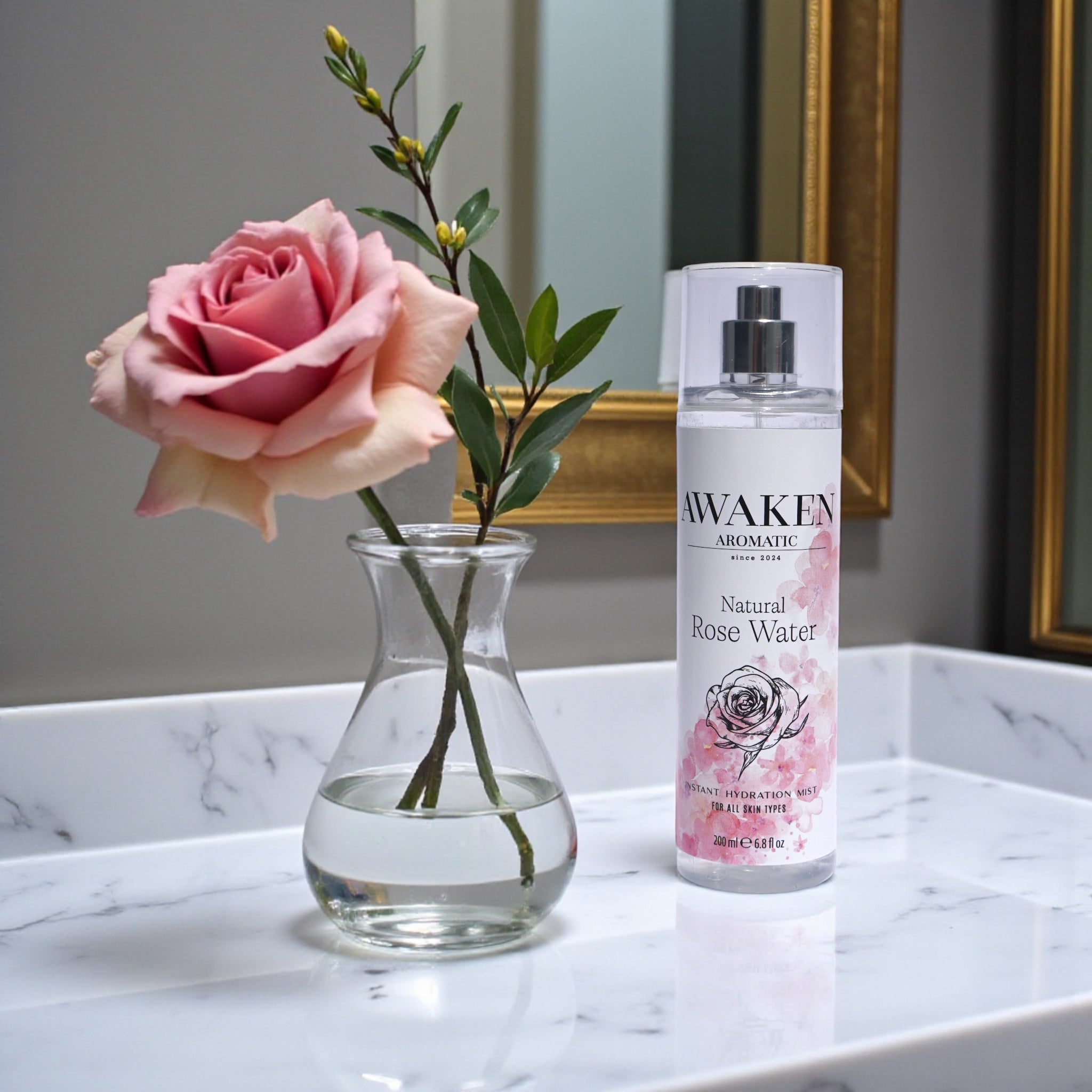 Awaken Aromatic 100% Natural Rose Water – Doğal Gül Suyu | Doğal Cilt Toniği & Aromatik Ferahlık